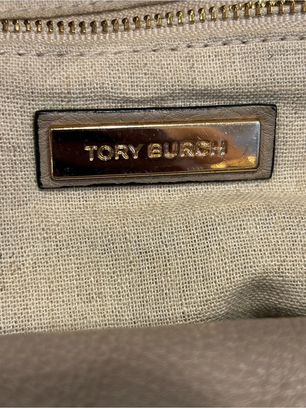 Tory Burch Neutral Taupe Braided-Handle Pebbled Leather Satchel